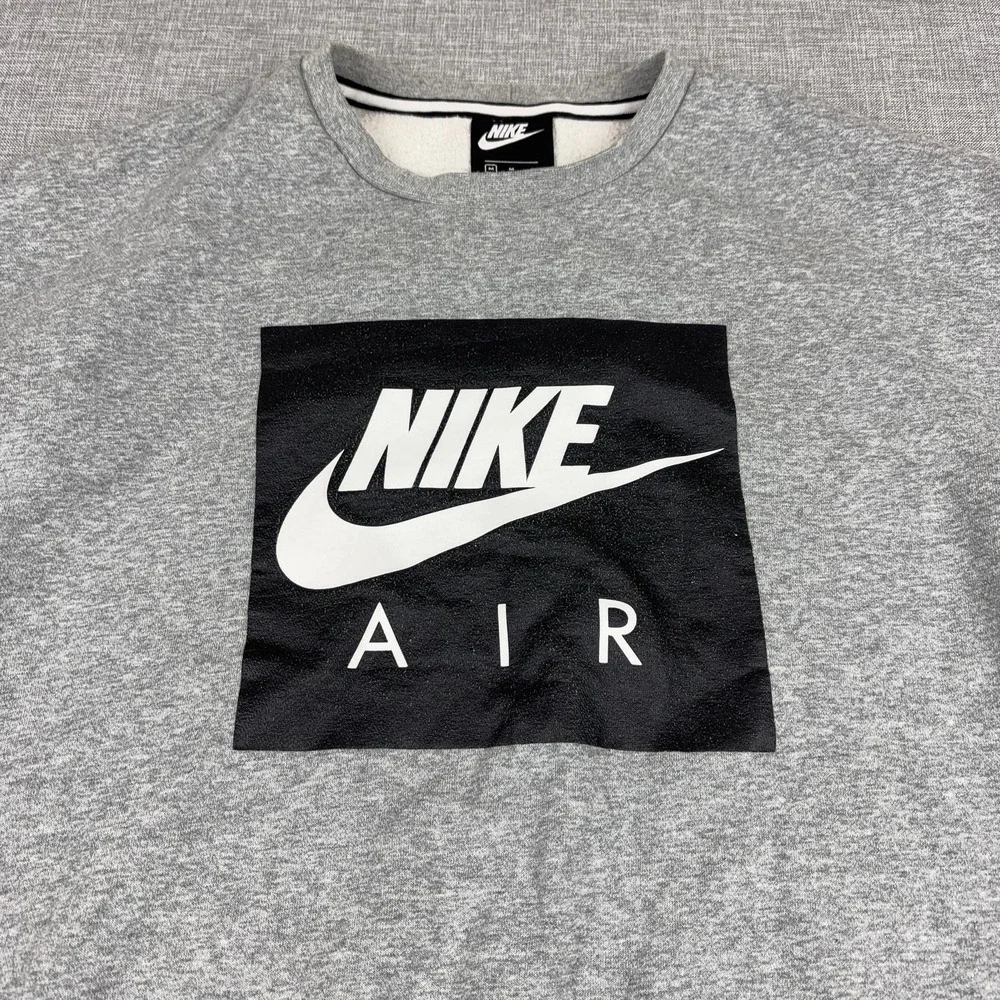 Nike Sweatshirt Mens M Gray Crewneck Pullover Nike Air Graphic Zip 928835-053